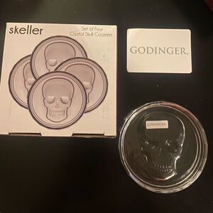 Godinger Clear Crystal Skull Coasters, set of 4  NWOT